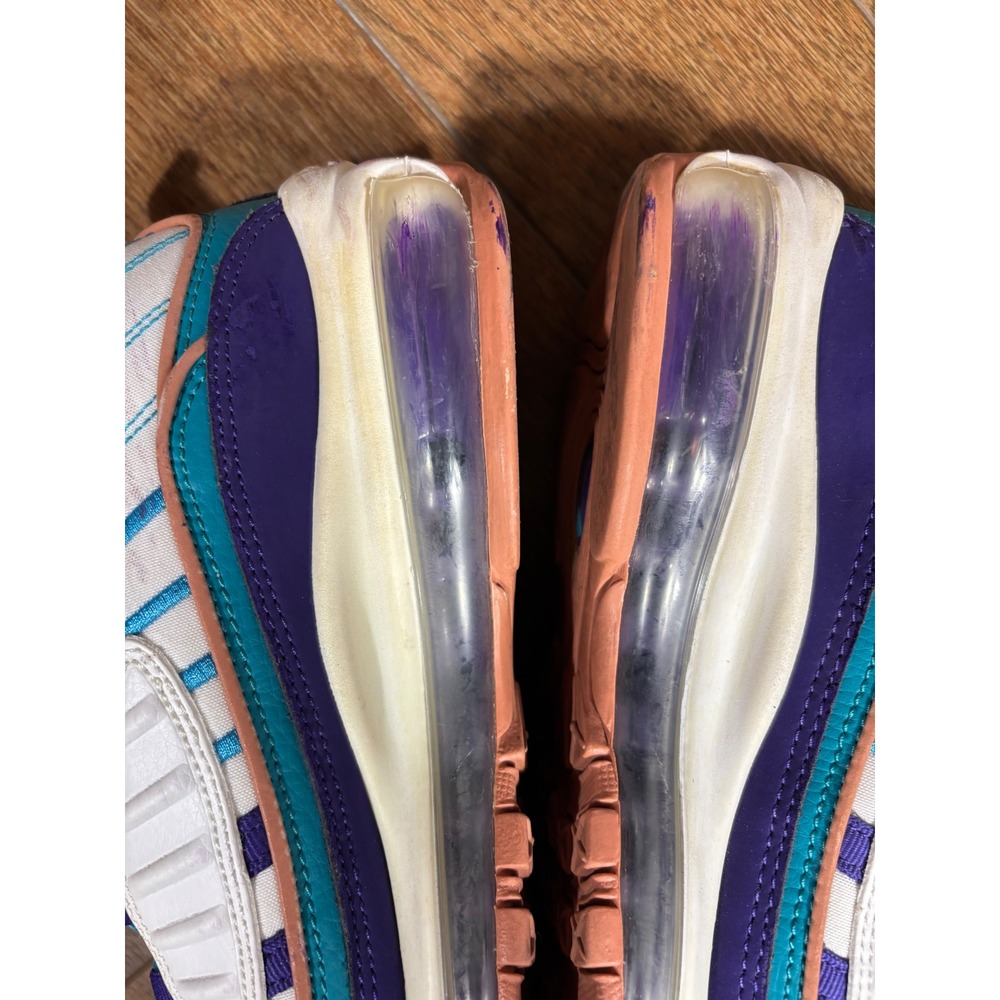 Nike‎ Air Max 98 SE Shoes White Teal Purple Orange Swoosh Size 7Y - Picture 10 of 12